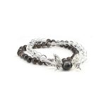 White Crystal Silver Obsidian Eagle Eye Stone Strand