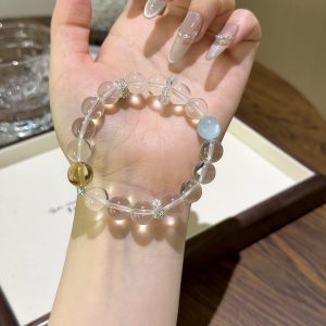 White Crystal, Aquamarine, and Yellow Topaz Bracelet