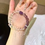Amethyst and White Crystal Pi Xiu Bracelet